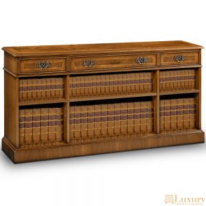 Traditional Walnut Three Drawer Open Bookcase