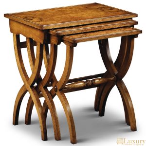 Natoma Antique Style Walnut Nest of 3 Tables