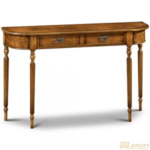Gentry Antique 2 Drawer Hall Table Burr Walnut