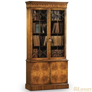 Eagen Antique Bookcase with 2 Doors Burr Walnut