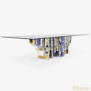 Hesketh Blue and Gold Dining Table