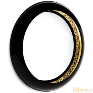 Rhonda Black and Gold Round Designer Mirror