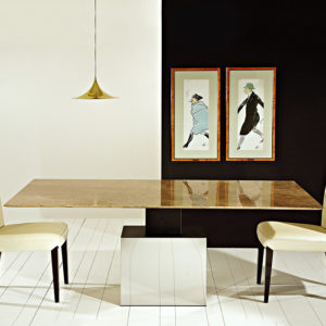 Alamo Walnut Travertine Marble Dining Table