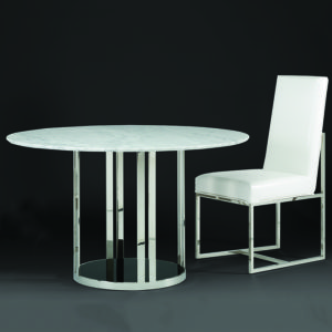 Ewan Round Cortina White Marble Dining Table