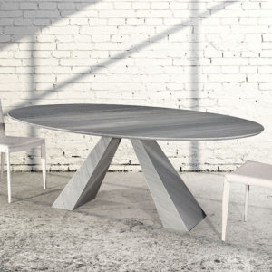 Bailey Grey Oval Marble Dining Table