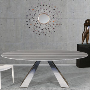 Bailey Striped Stone Oval Dining Table