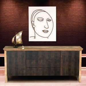 Mabel Walnut Travertine Marble Large Sideboard