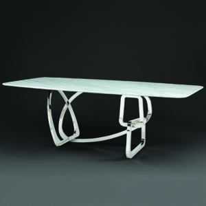 Tegan White Marble Large Dining Table