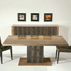 Verity Walnut Marble Rectangular Dining Table