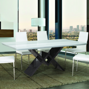 Vinay Striped Stone Large Marble Dining Table