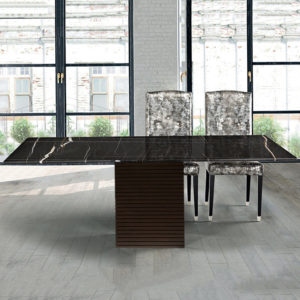 Evan Sahara Noir Black Marble Table