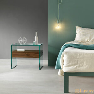 Santana Glass Bedside with Drawer