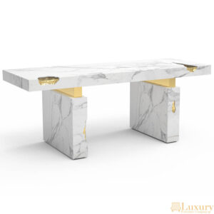 Elodie Gold and White Marble Desk