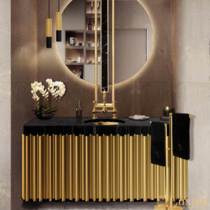 Saffron Gold Single Washbasin Cabinet