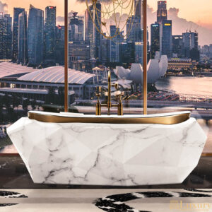 Destiny White and Gold Marble Bathtub