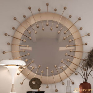 Quarto Designer Gold Round Mirror