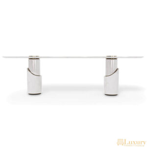 Bacton White Marble Oval Table