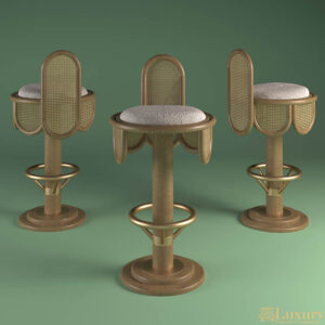 Bulgari Oak and Rattan Bar Chair